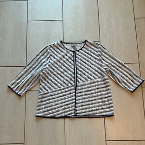 Easywear by Chico's Navy Blue and White Sheer Cardigan Topper